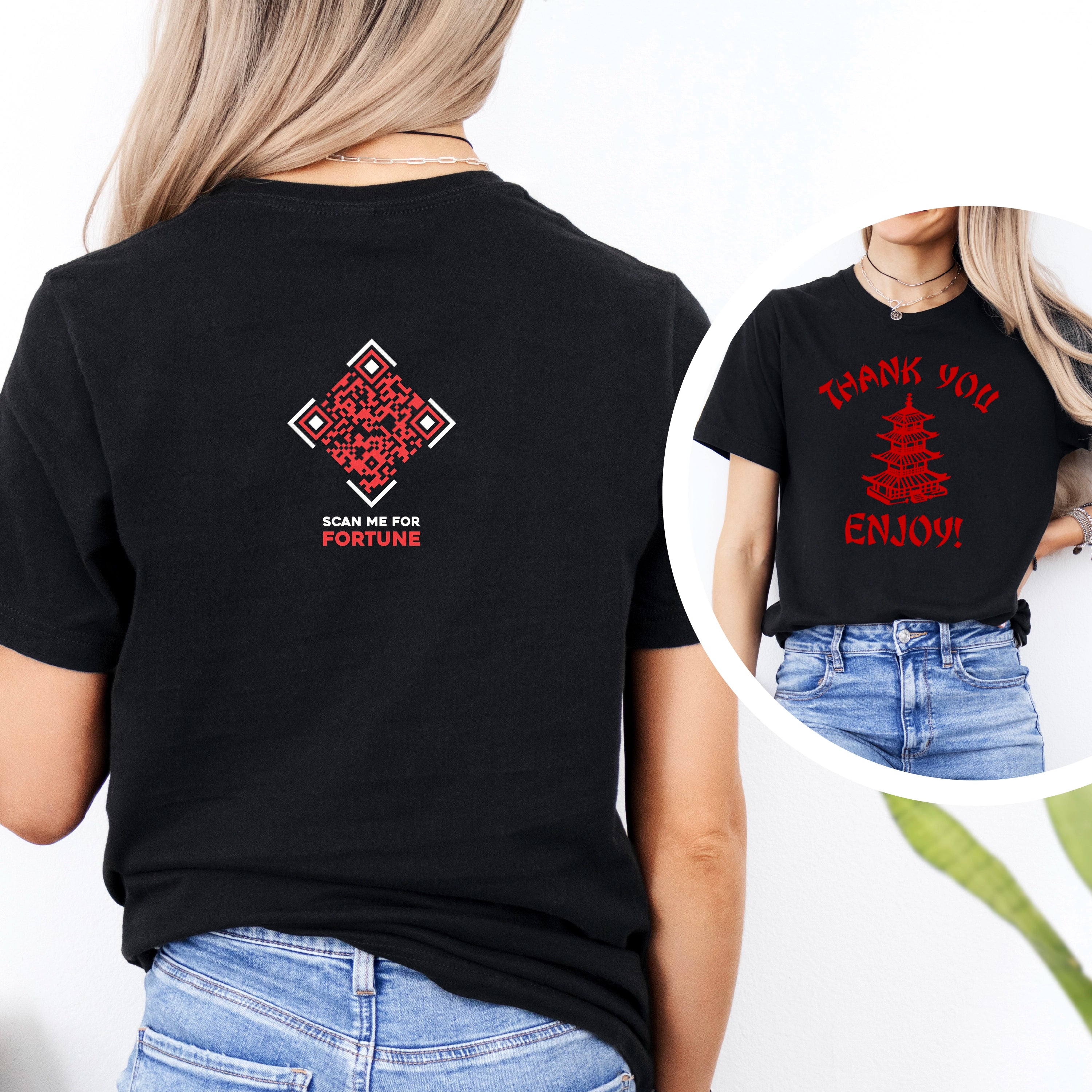 Thank You Enjoy Tee With Interactive QR-Code on Black