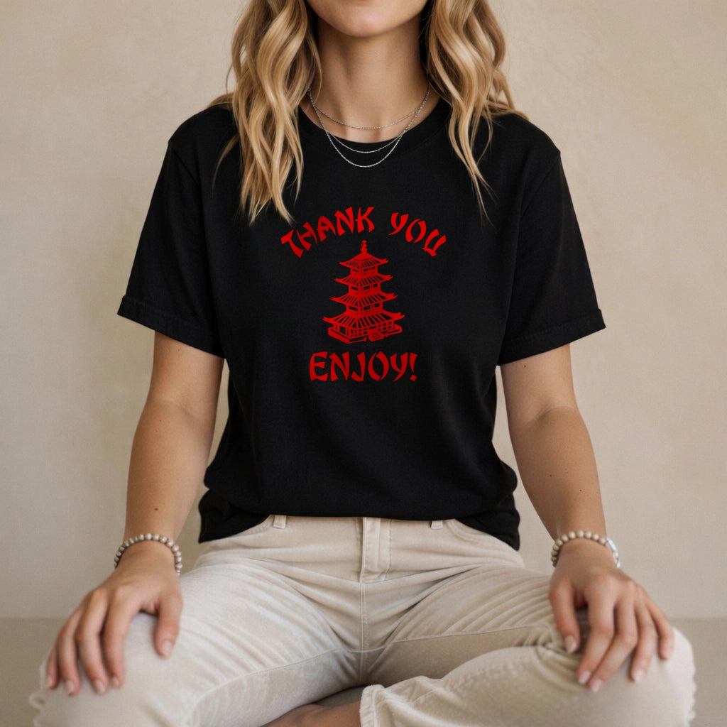 Thank You Enjoy Tee With Interactive QR-Code on Black