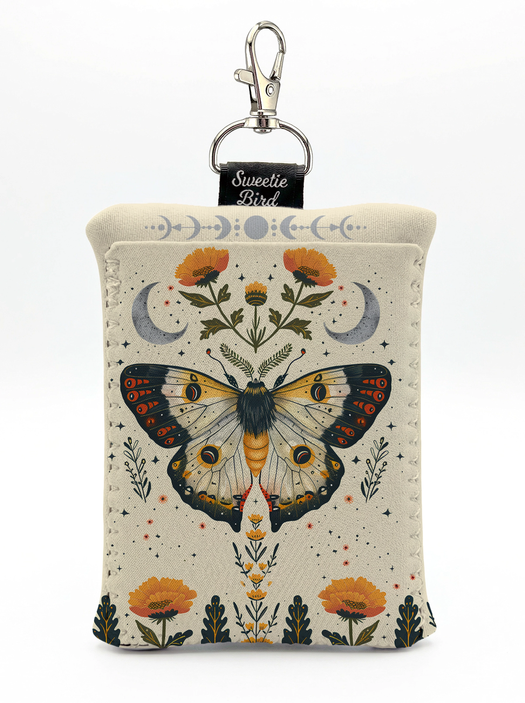 Moth and Moon Neoprene Keychain Pouch