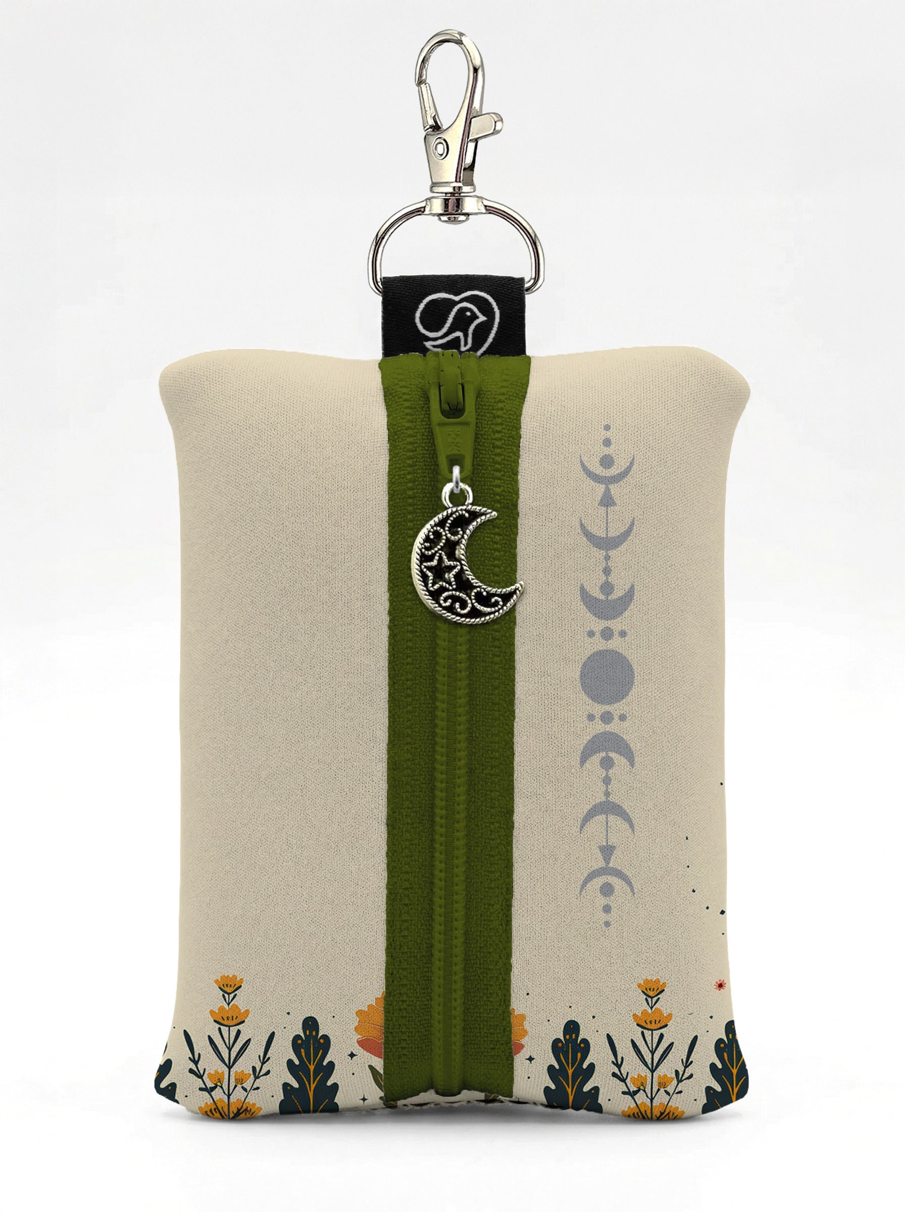 Moth and Moon Neoprene Keychain Pouch